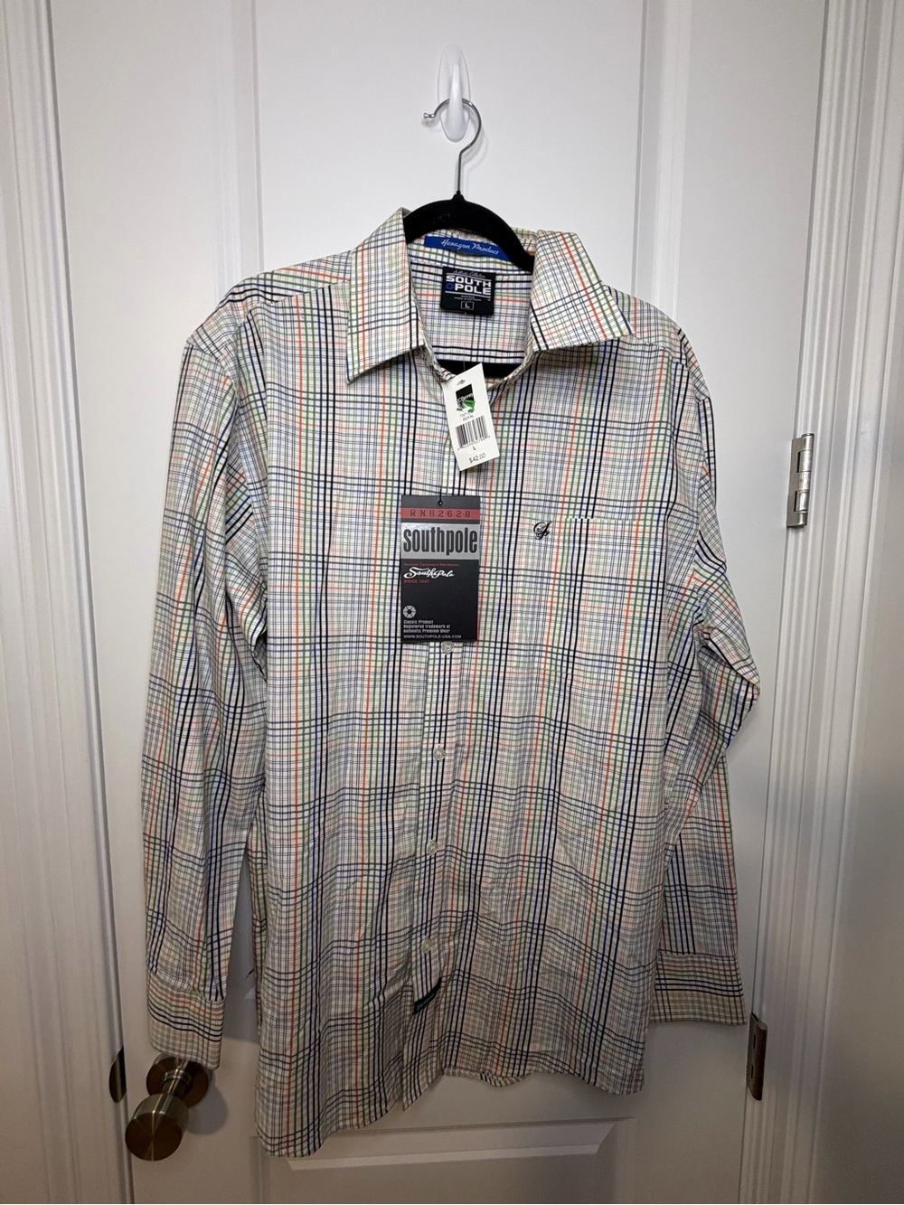 South Pole Men Multicolor Plaid Button Up Shirt Gingham Stripes NWT